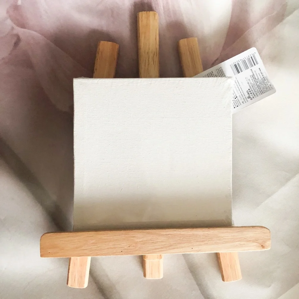 Art canvas small board and wood stand 2 PC set painting home decor - Picture 1 of 3